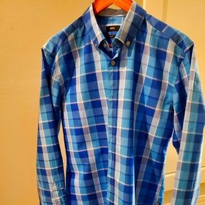 EUC Boss dress shirt, blue pattern, L/slim